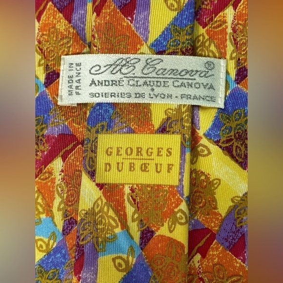 Andre’ Claude Canova GEORGES DUBOEUF Mens Neck Tie One Size Silk Made In France - Picture 6 of 7